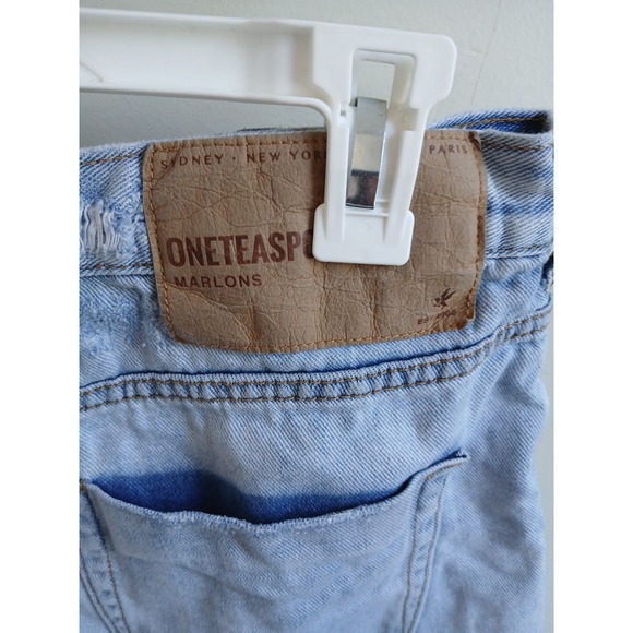 One Teaspoon Marlons‎ Bleach Destroyed Frayed Hem Denim Shorts Size 29 - Picture 3 of 6